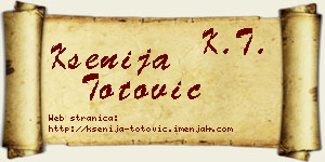Ksenija Totović vizit kartica